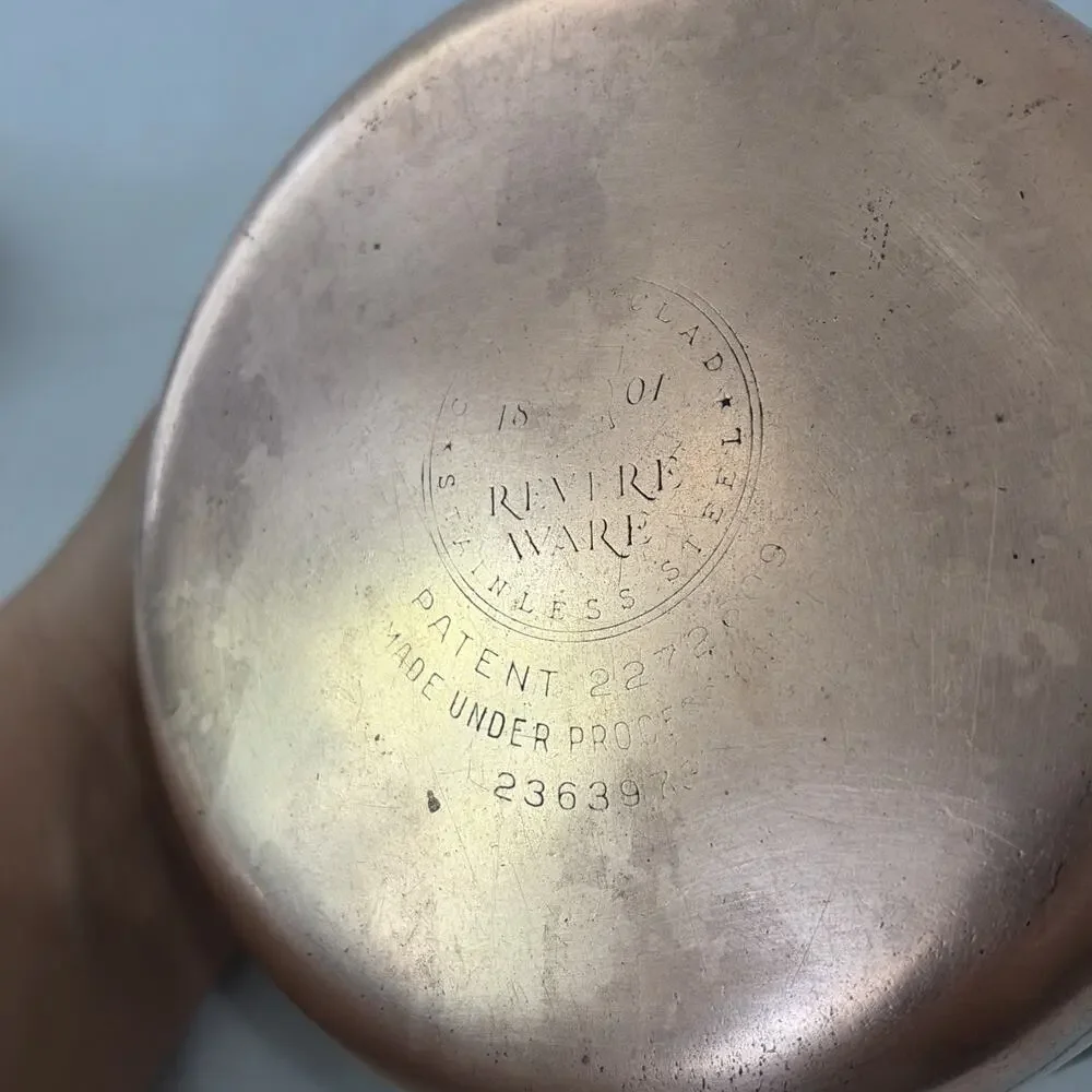 Revere Ware Vintage 1 Quart Saucepan Pot Copper Bottom with Lid Handle Damage